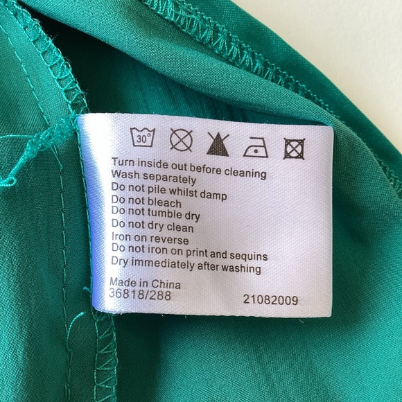 Jane Norman Y2K dress 14 turquoise green satin black embroidered vintage - Picture 8 of 16